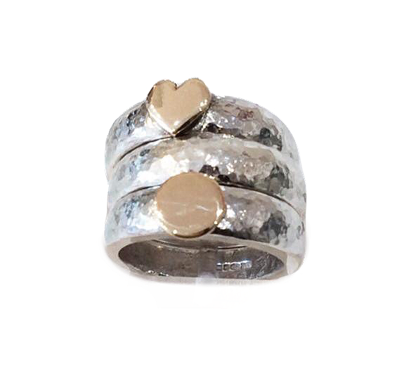 Thumbnail: Two rings set Gold heart and disc