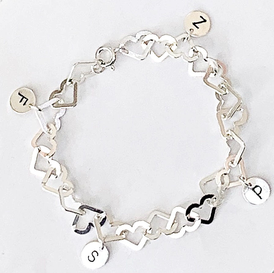 Thumbnail: Love Silver Engrave Personalised Hearts Bracelet