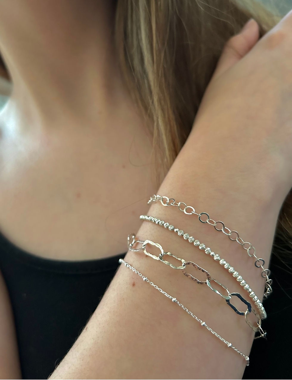 Thumbnail: Beaded Chain Silver Bracelet
