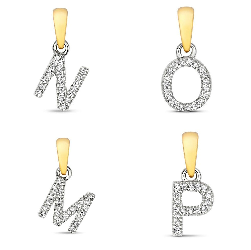 Thumbnail: Diamond Letter Initial Pendant in Yellow Gold, 9ct gold. Diamond Letter, Initial, necklace in Yellow Gold.