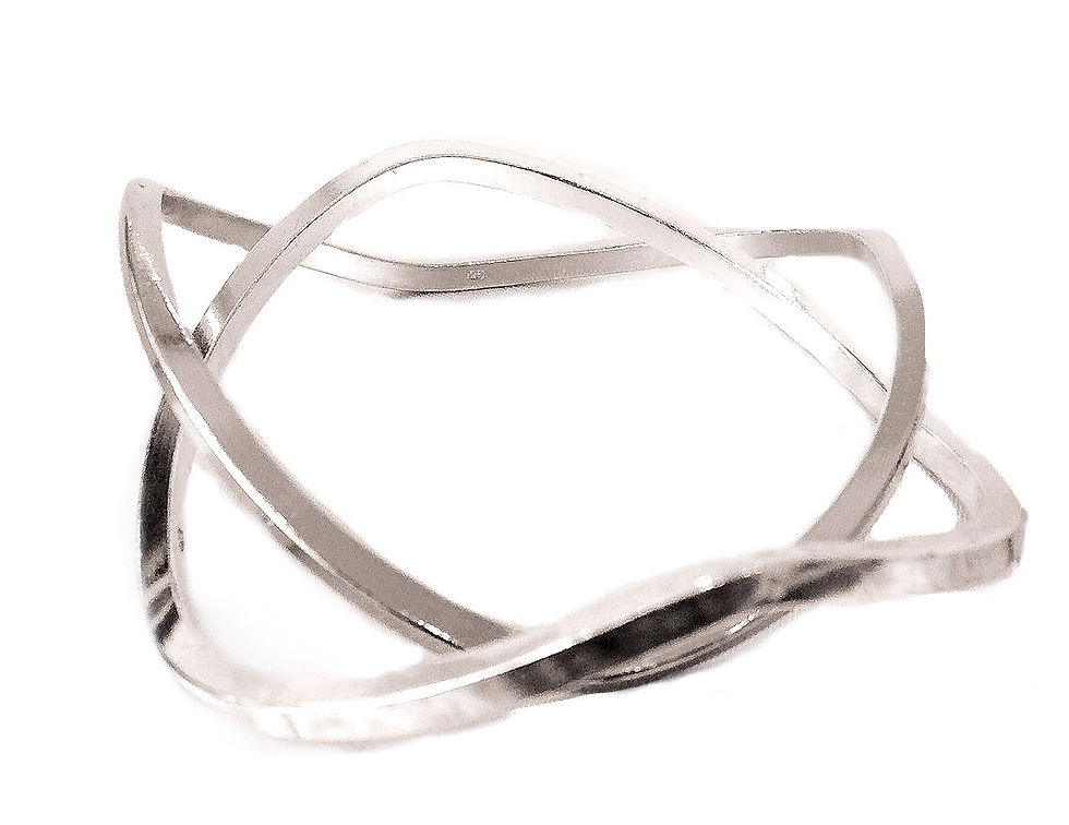 Thumbnail: Smooth solid sterling Silver Wavy Bangle