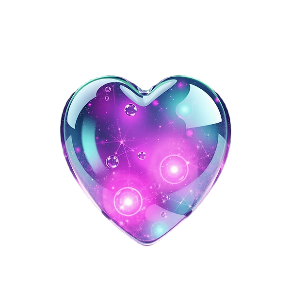 a Glass heart filled with the cosmos and magical soundwaves rippling throught it.png