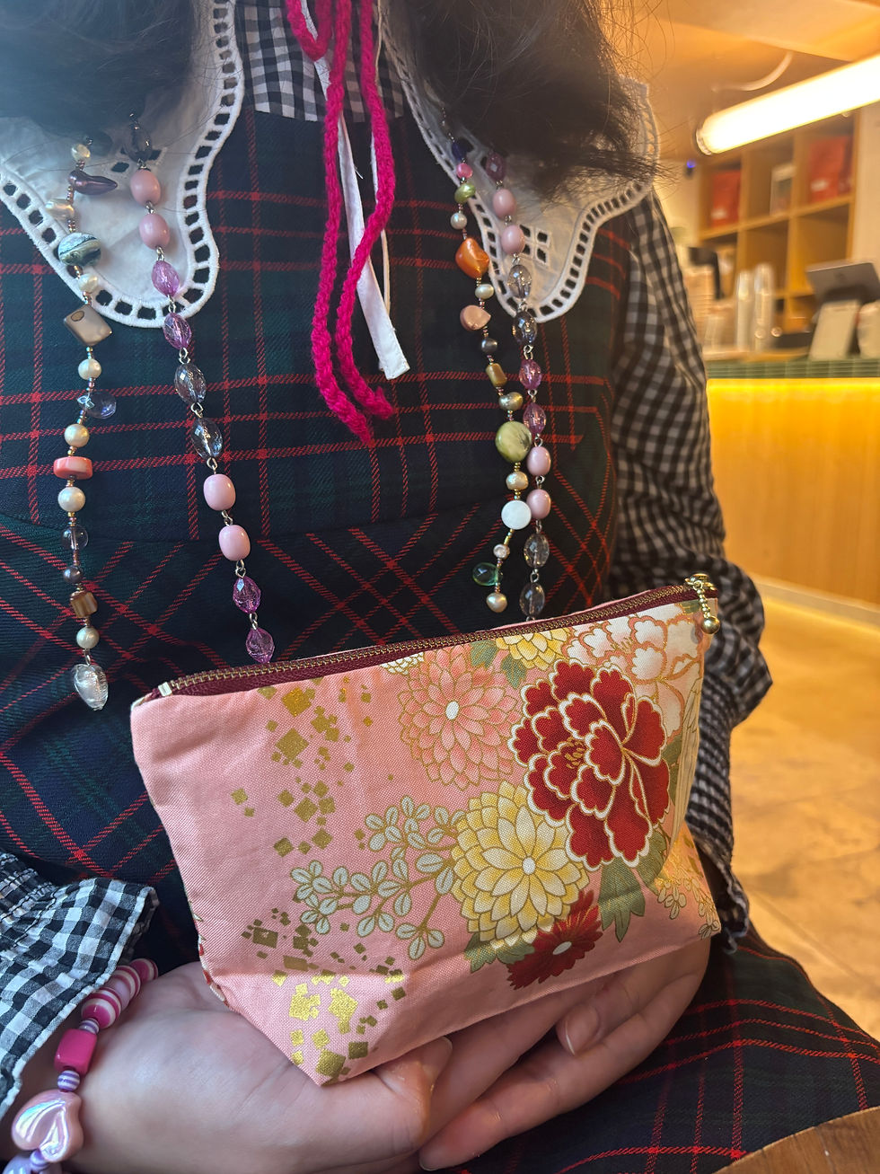 Miniature : Floral Crane Kimono Pouch