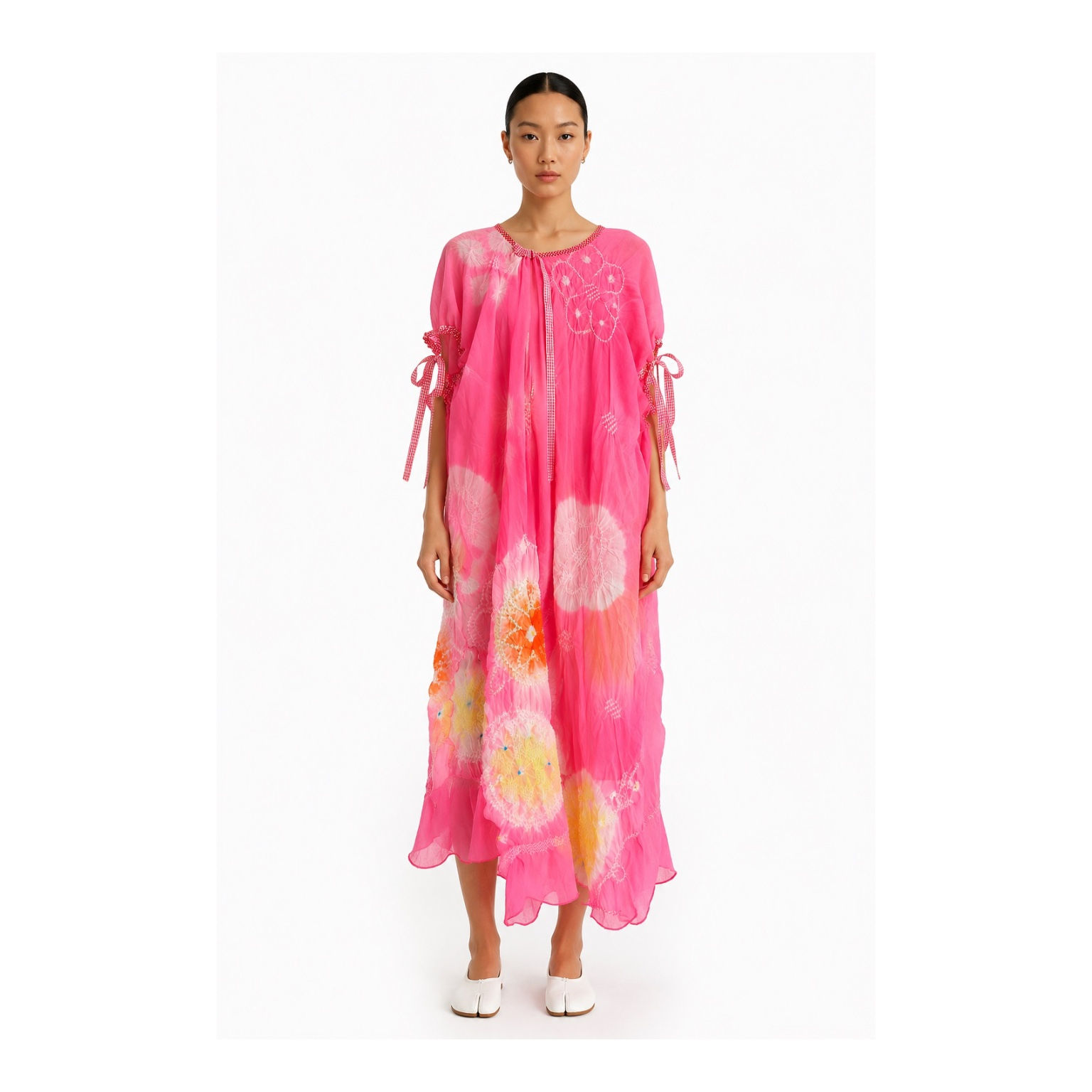 Pink Shibori Ribbon Maxi Dress