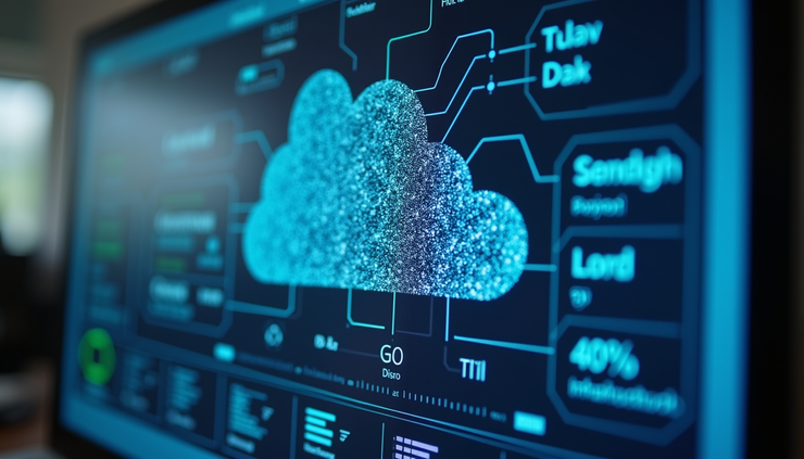 Eye-level view of a cloud infrastructure diagram on a digital screen