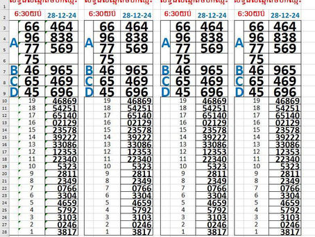 Zoo666 lottery results 28-12-24(6:30pm)