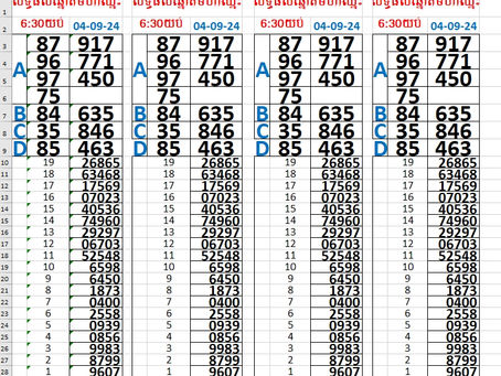 លទ្ធផលឆ្នោត 04-09-24(6:30 យប់)