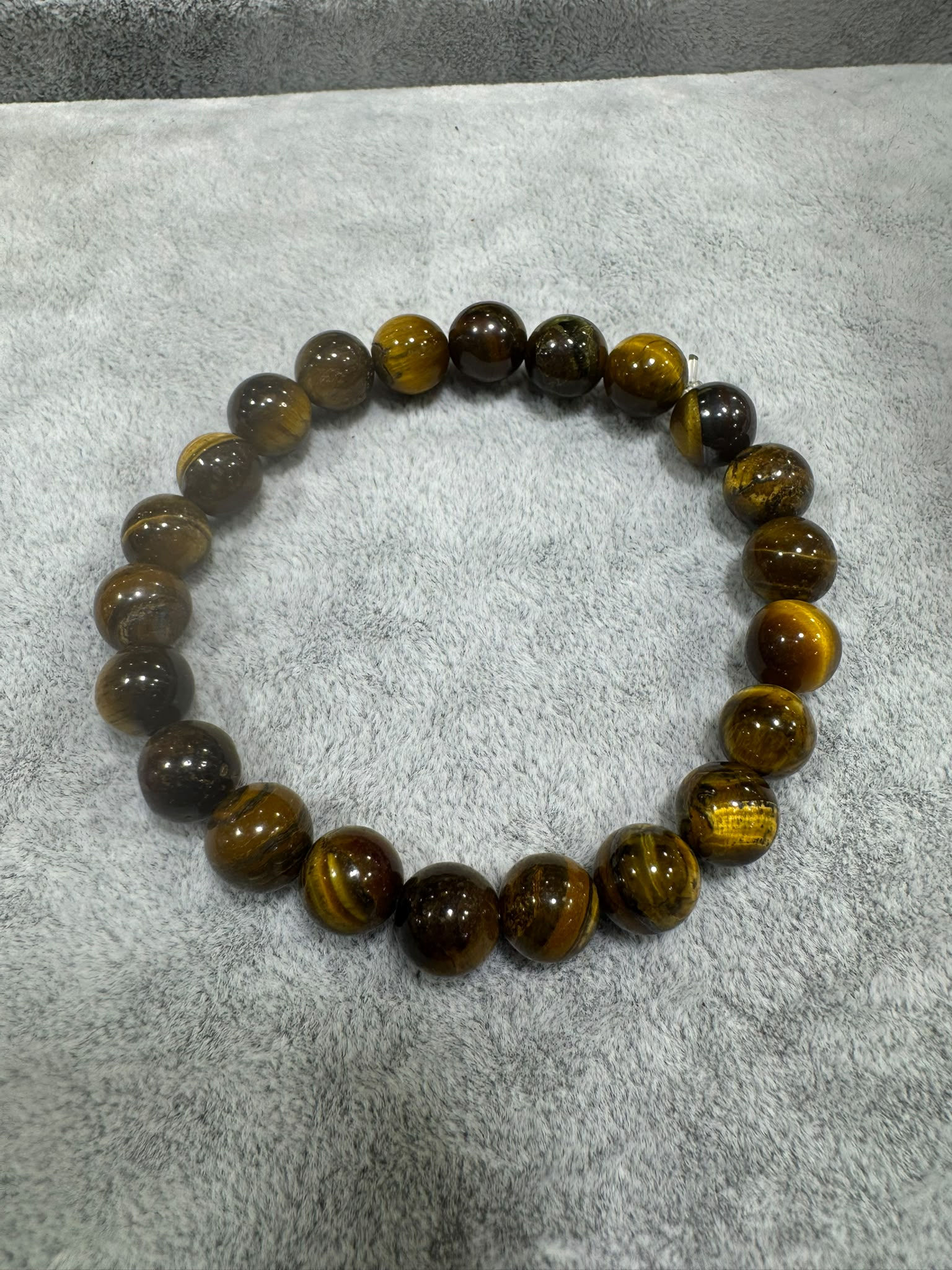 Doğal Kaplan Gözü Taşı Küre Kesim Bileklik (10 mm)