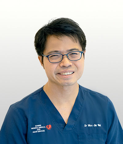Dr Woo Jia Wei, cardiologist at Sunrise Heart Specialist Clinic located in Sembawang, Singapore.