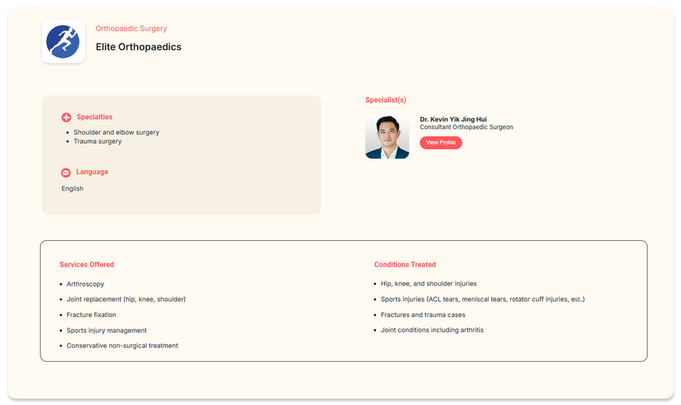 Elite Orthopaedics Profile Page