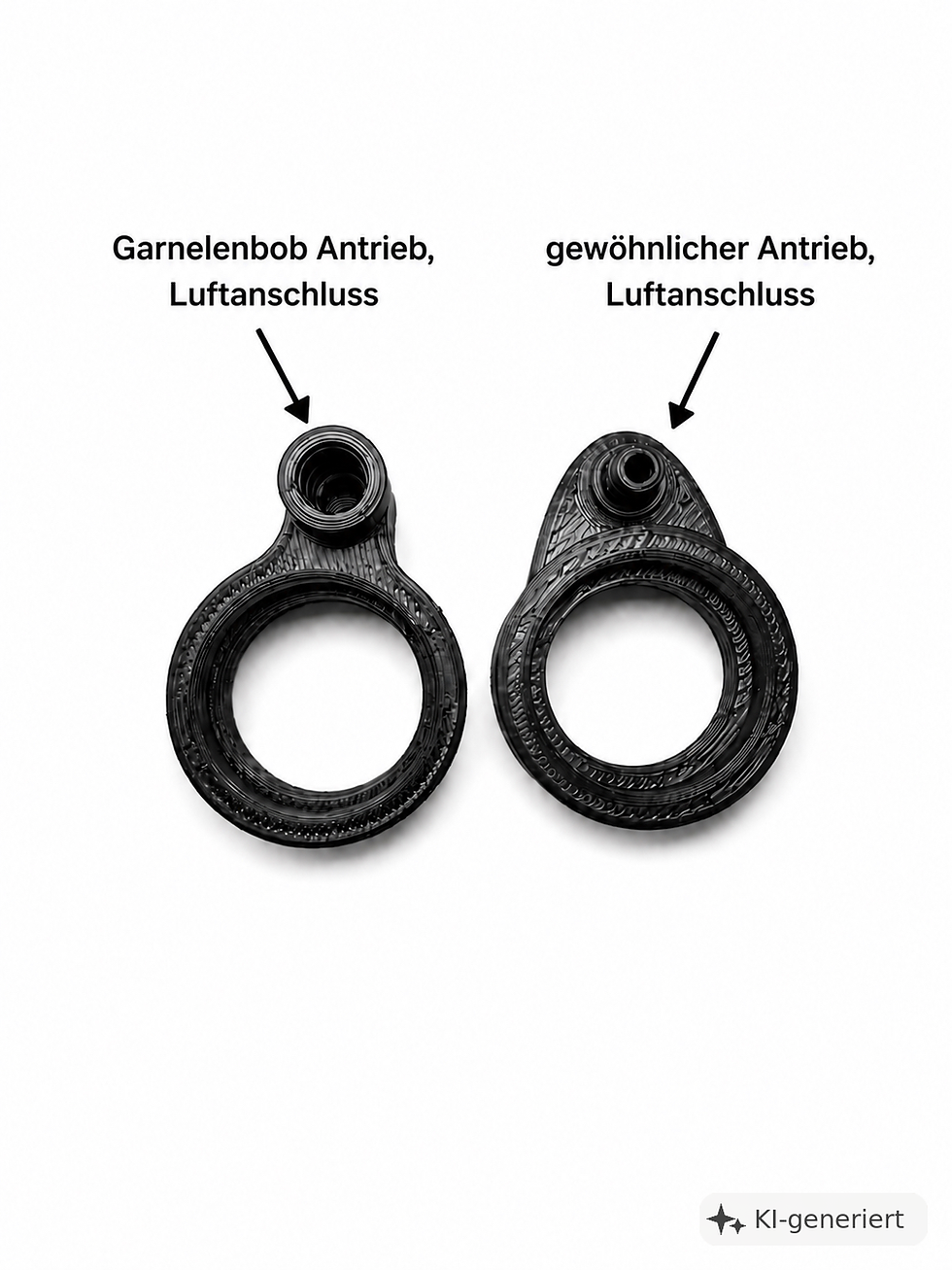 Vergleich GarnelenBob High Flow Luftheberantrieb 12 mm und herkömmlicher Luftheberantrieb mit unterschiedlichem Luftanschluss