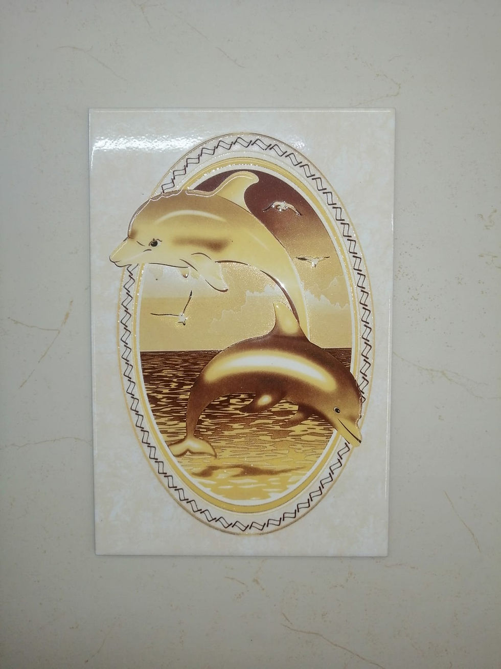 Miniatura: 20x30 azulejo decorativo delfín beige