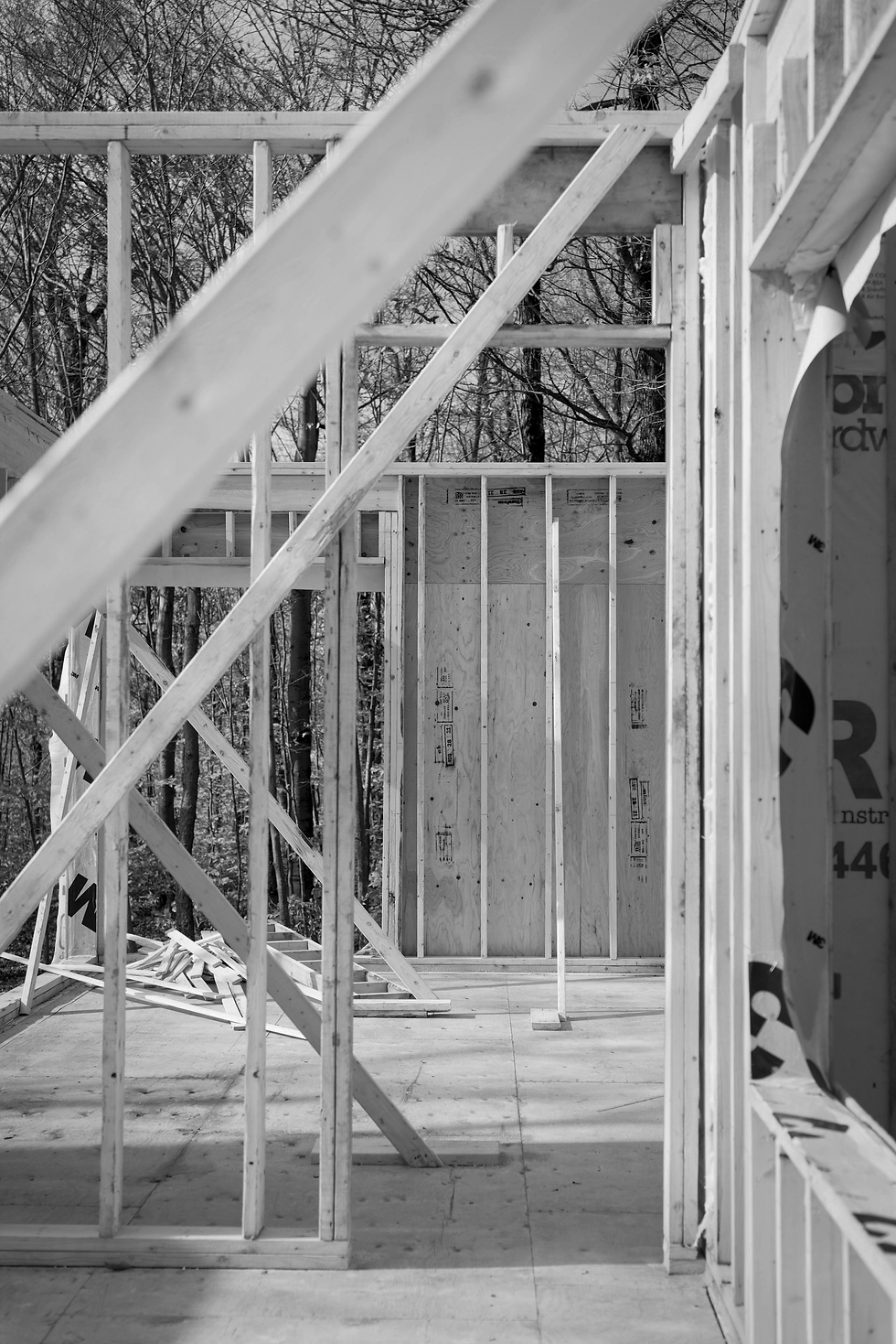 Travaux de charpente résidentielle réalisés par Groupe BR pour une construction neuve.