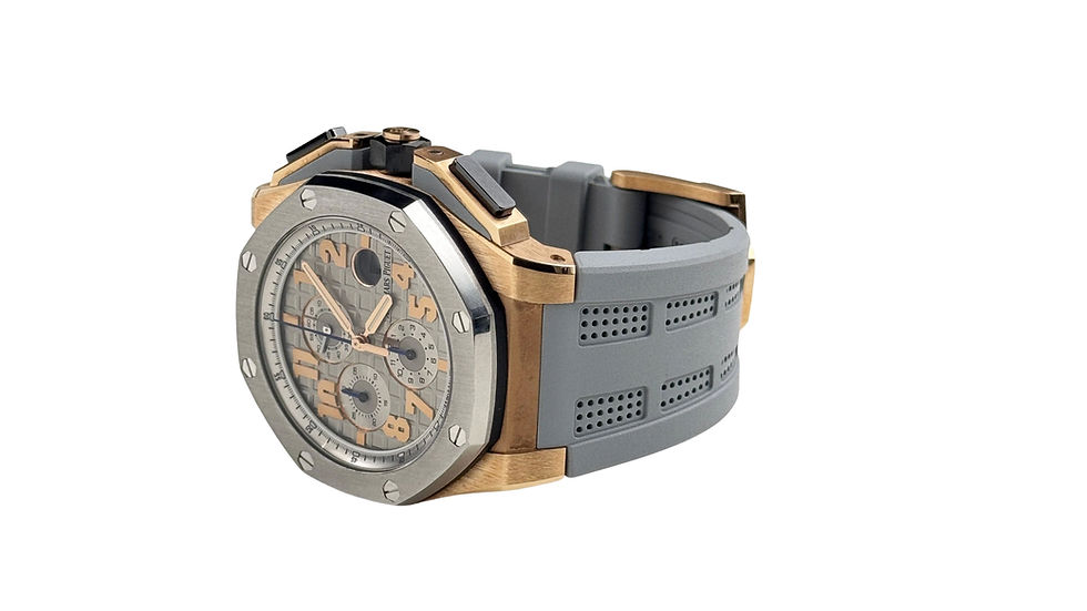 Audemars Piguet grey Méga Tapisserie dial rose gold hour markers diamond pusher
