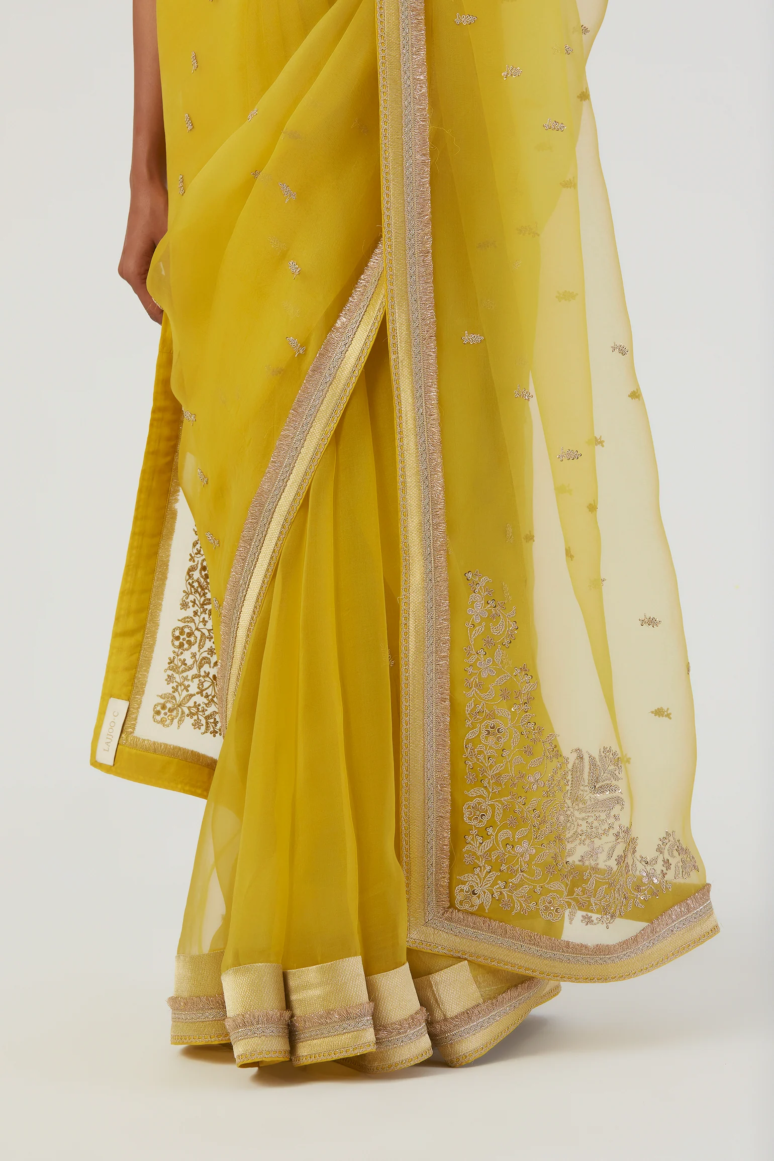 Lajjoo C Gia Saree organza fabric with floral embroidery and gota border work