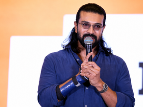 Ram Charan seated at Peddi Thank You Press Meet wearing Capote Eyewear C003