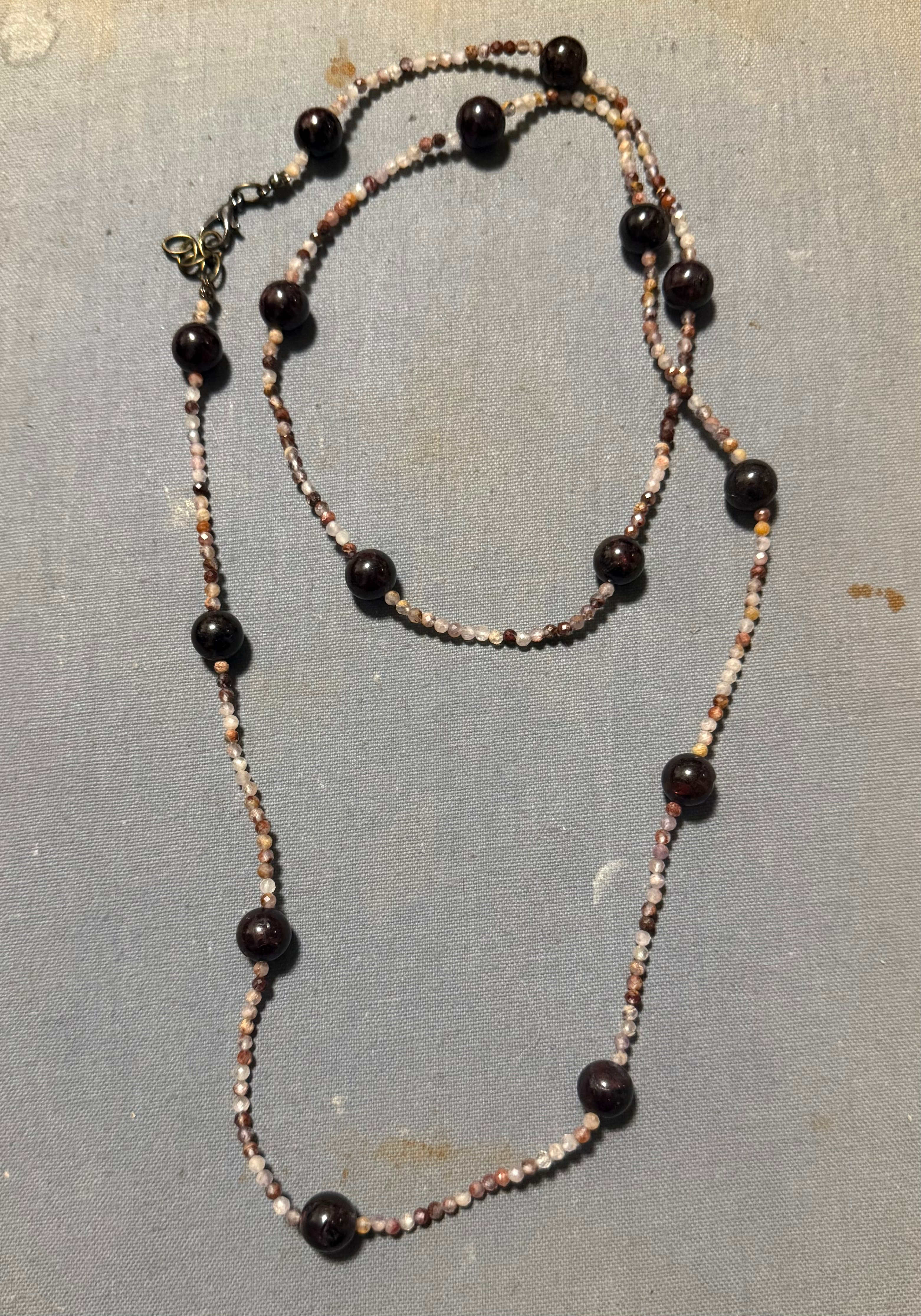 three jax handmade individual garnet and quartz gemstone necklace