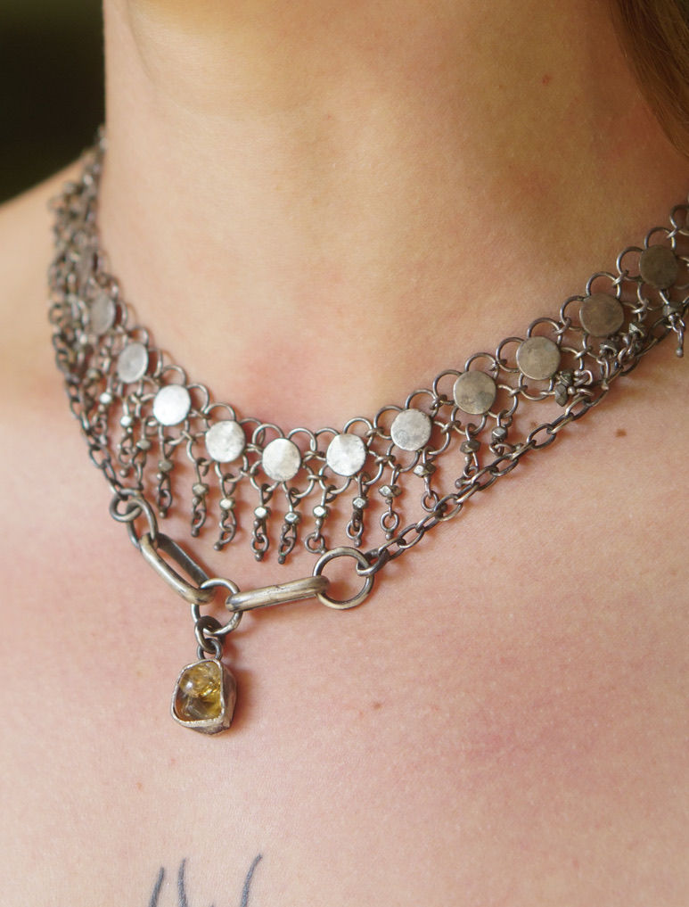 Miniatura: three jax TRIUNE handmade citrine gemstone sterling silver necklace