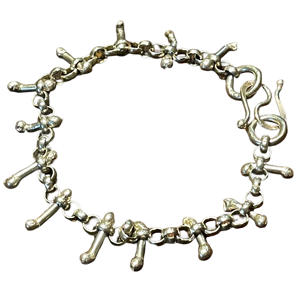 three jax Bones solid sterling silver bracelet