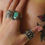 Thumbnail: three jax Green turquoise feather and star sterling silver ring