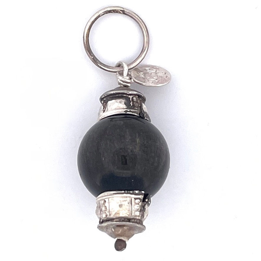three jax phantasmagoria golden sheen obsidian  gemstone sterling silver pendant