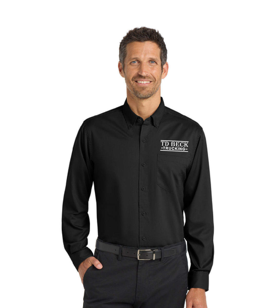 Port Authority Twill Long Sleeve Dress Shirt, TD Beck Trucking Text
