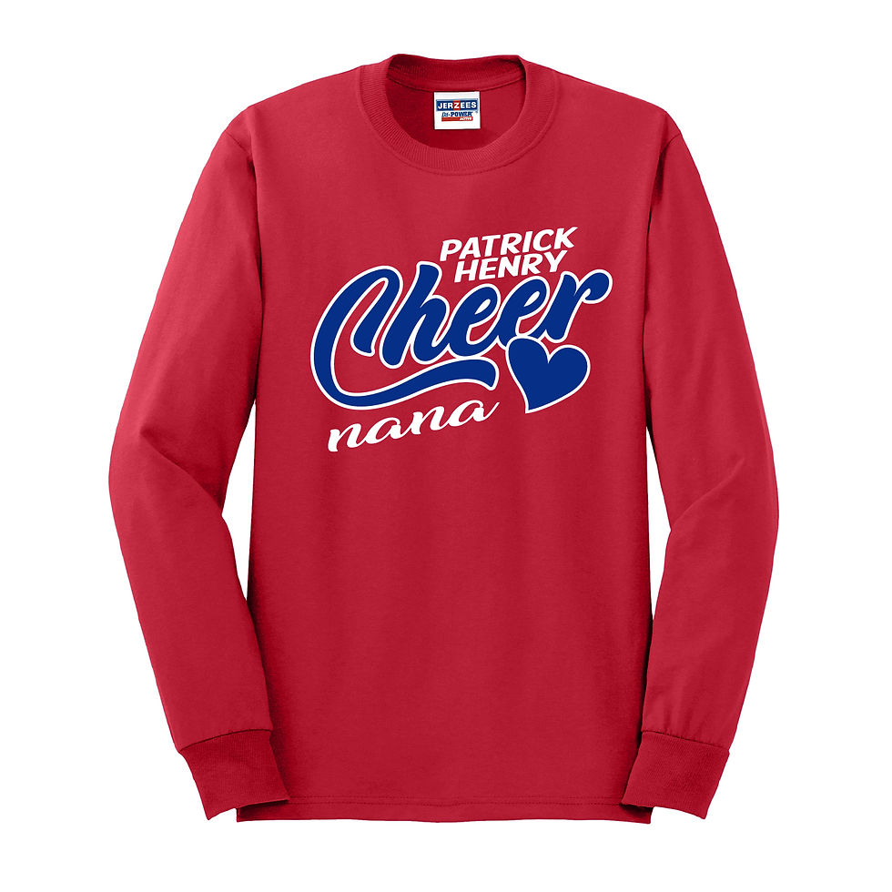 Thumbnail: Patrick Henry Cheer Nana 50/50 Jerzees Long Sleeve Tee, PH11