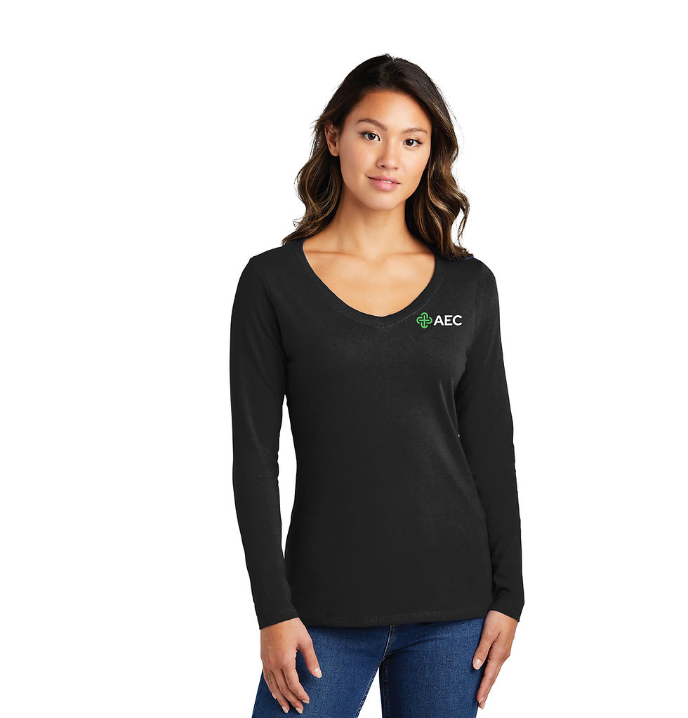 Thumbnail: Port & Company Ladies Long Sleeve V-Neck T-Shirt
