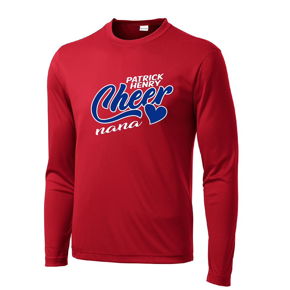 Thumbnail: Patrick Henry Cheer Nana Sport-Tek Posicharge Long Sleeve T-Shirt, PH11