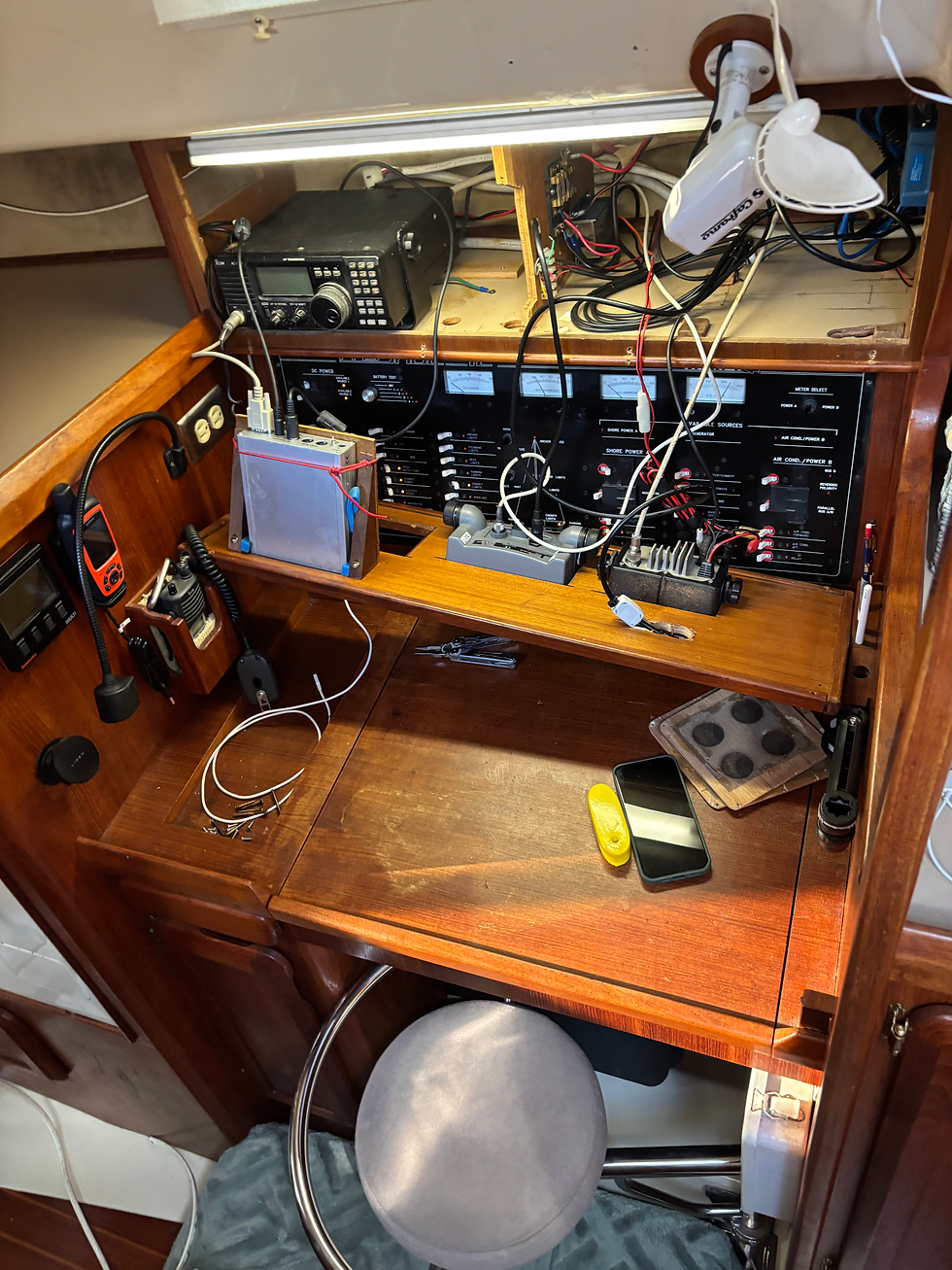 I helmed a good chunk of the day so Brad could get our new solar panel set up! First step: tear everything apart