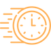 Icône orange d'une horloge pour la réactivité.