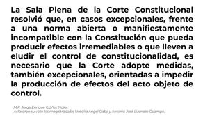 Corte Constitucional: cuando adoptaria " medidas tambien excepcionales"