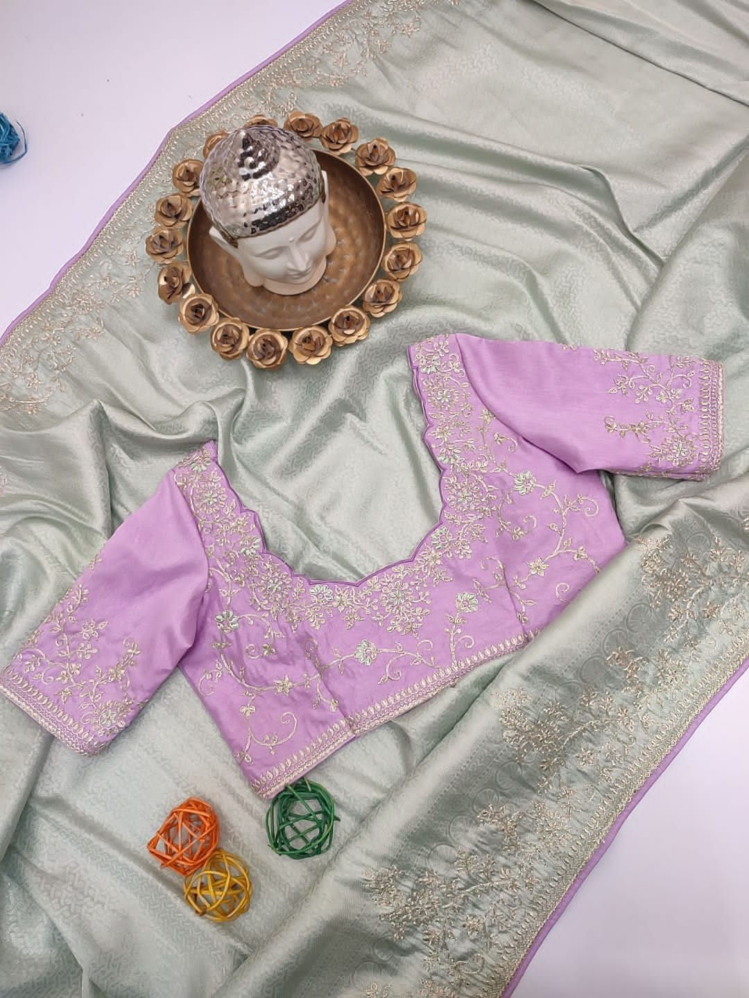 Designer Banaras brocade Silk Saree with Stitched Blouse