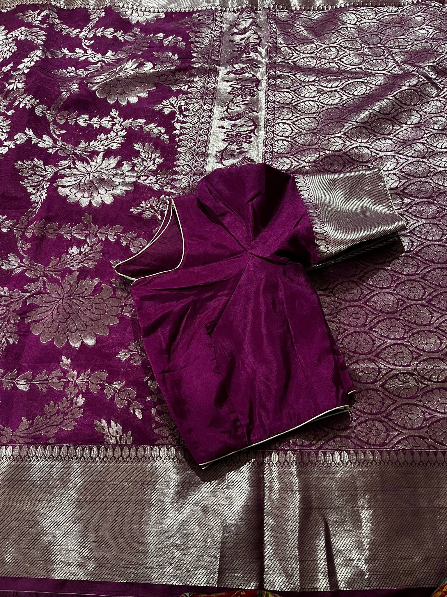 Banaras Dupion Silk Saree With Stitched Blouse