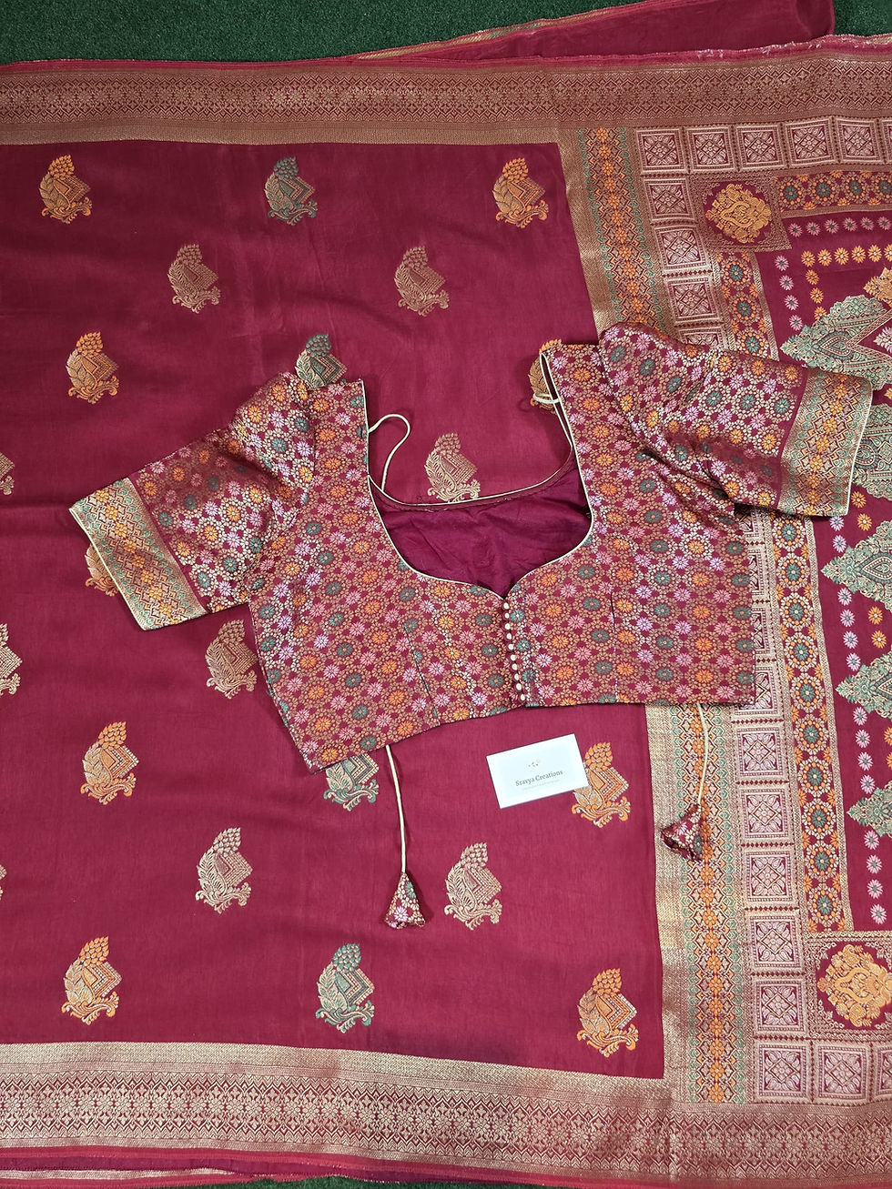 Thumbnail: Banaras Munga Saree with Stitched Blouse