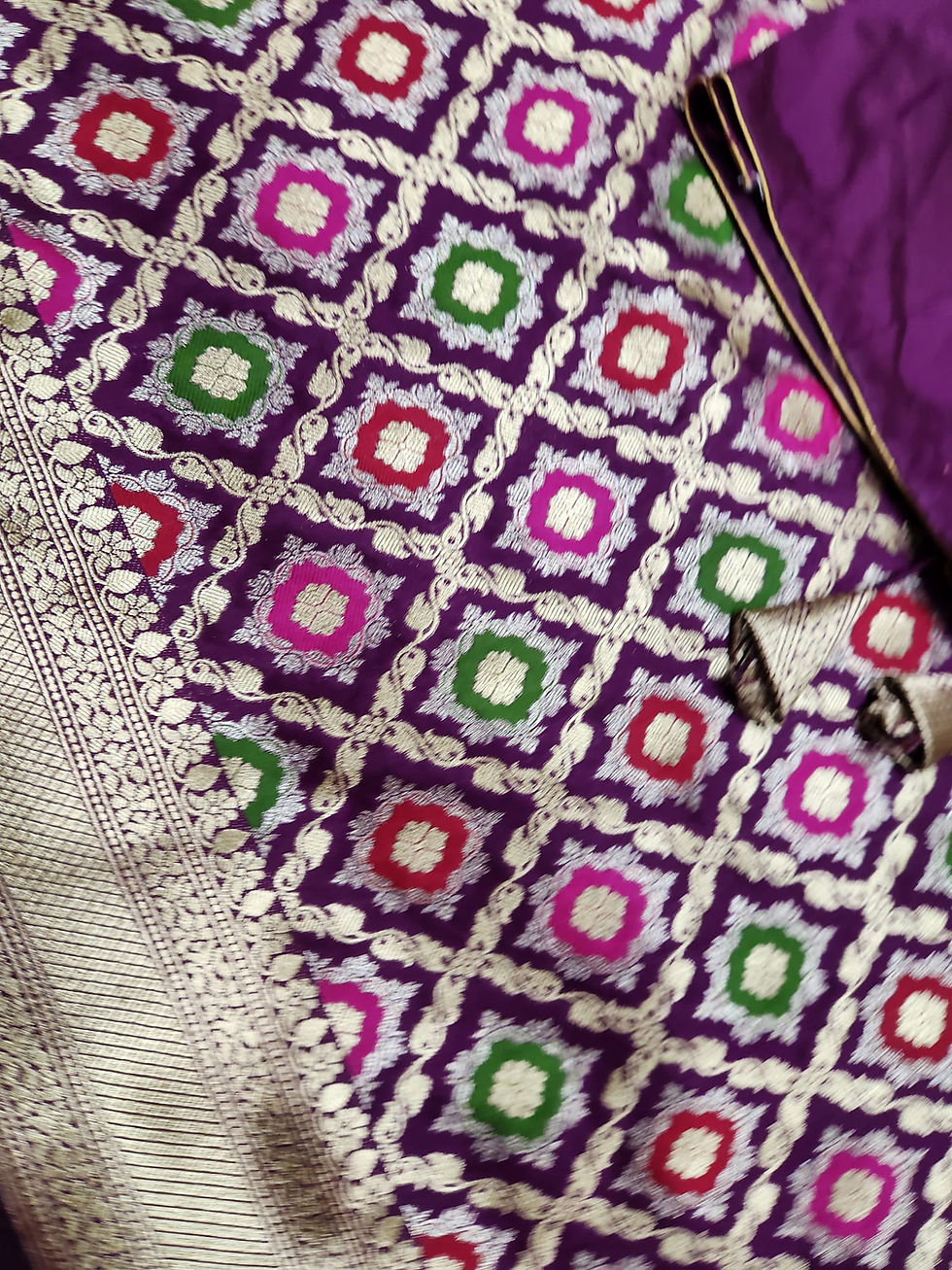 Thumbnail: Designer Banaras Handloom  Silk Saree with Stitched Blouse