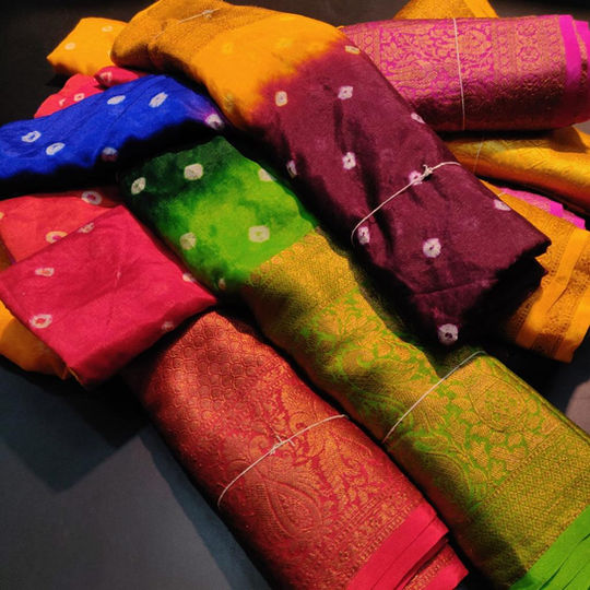 Pure Soft Patola Saree with Kanchi border and Bandini print