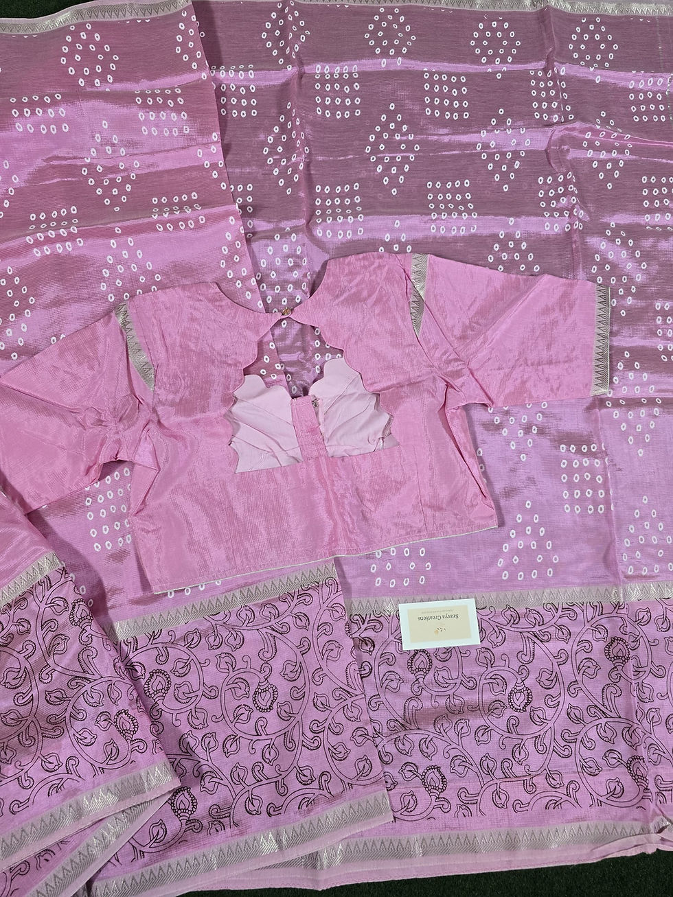 Thumbnail: Pure Handloom Mangalagiri Silk Saree With Stitched Blouse