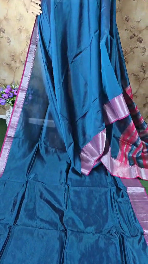 Thumbnail: Handloom Mangalagiri Silk Saree With Stitched blouse