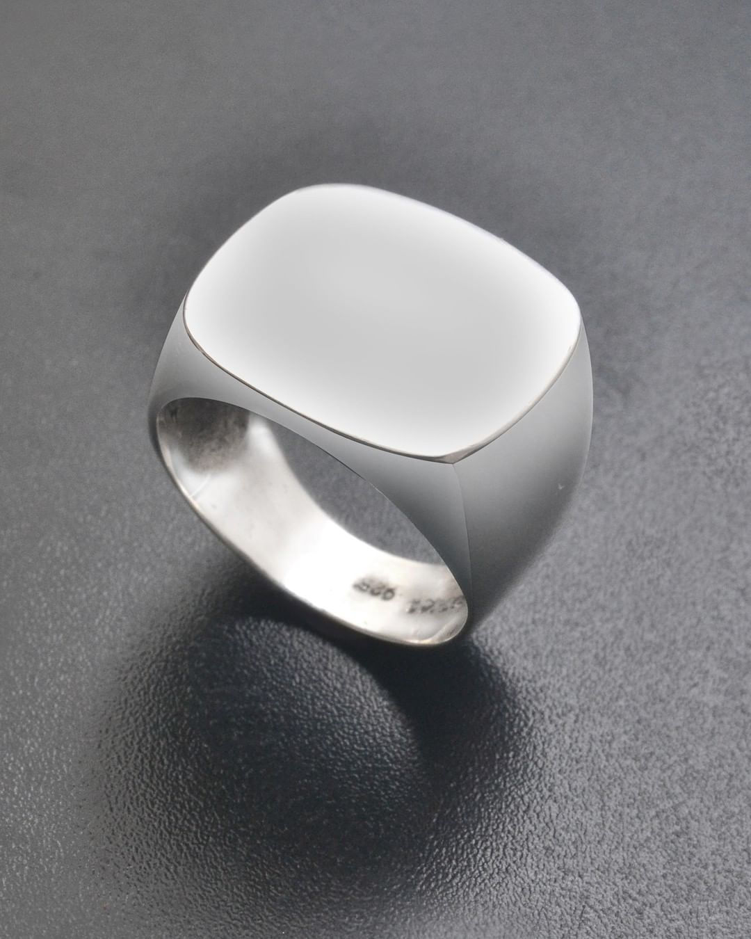 Unisex Cushion Signet Plain Ring