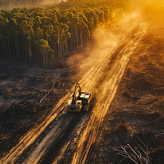 vista-aerea-de-um-caminhao-de-madeira-dirigindo-em-uma-estrada-de-terra-atraves-de-uma-are