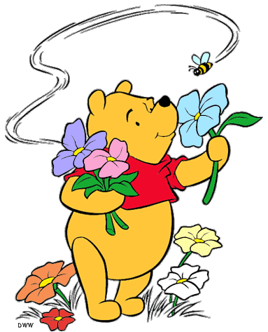 Pooh with flowers and bees