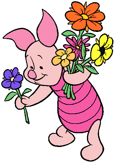 Piglet with lots of flowers