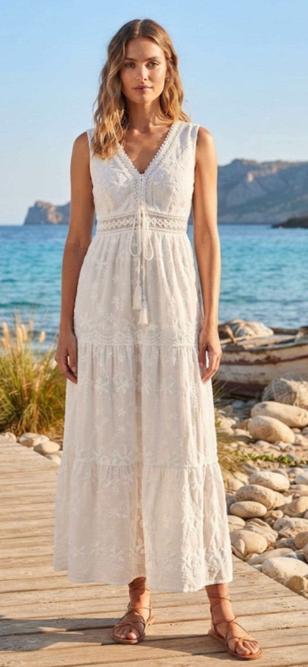 Kleid mit Flügelärmel für Frühling/Sommer, Sommerkleid für Damen, Maxikleid