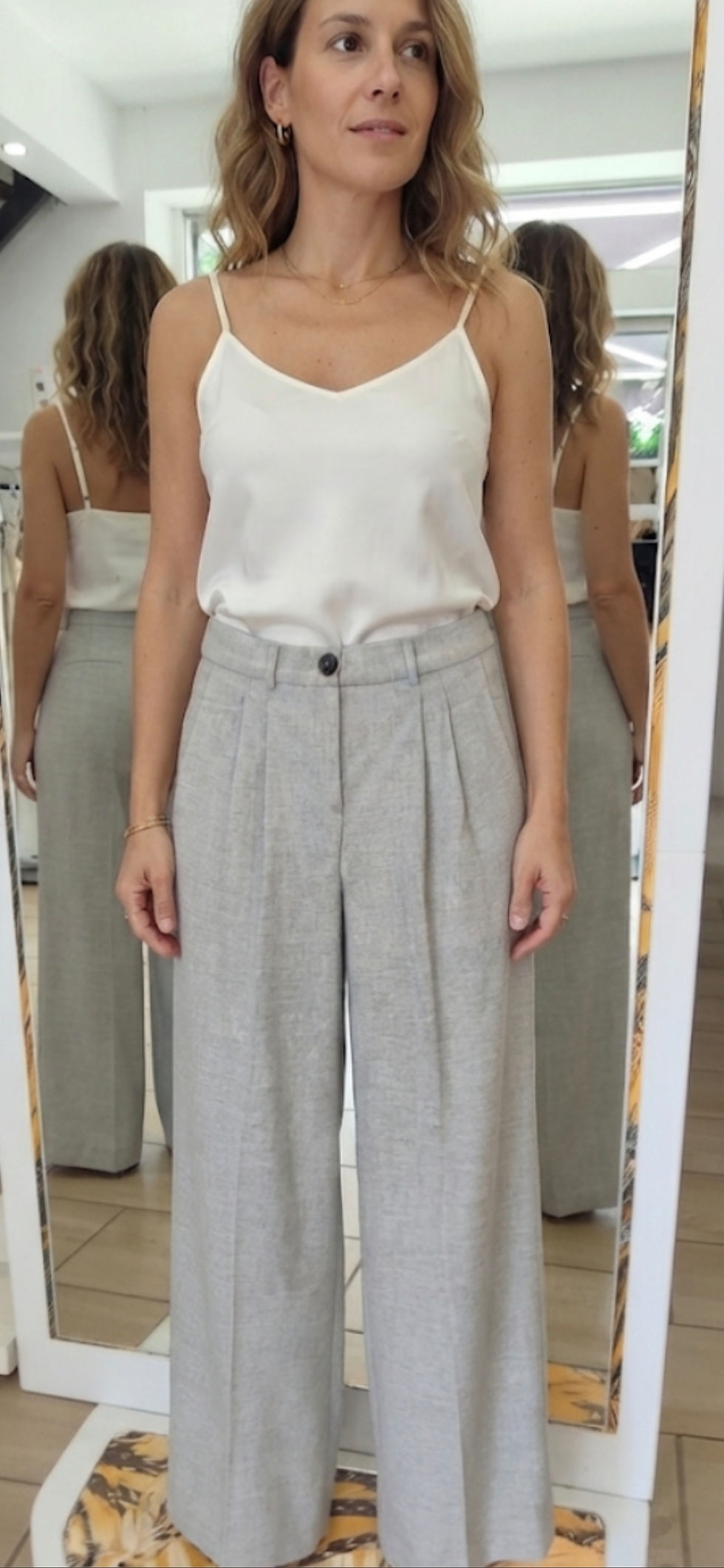 Miniaturbild: Palazzo Hose Damen Lässig Stoffhose Hohe Taille Sommerhose Leicht Elegan