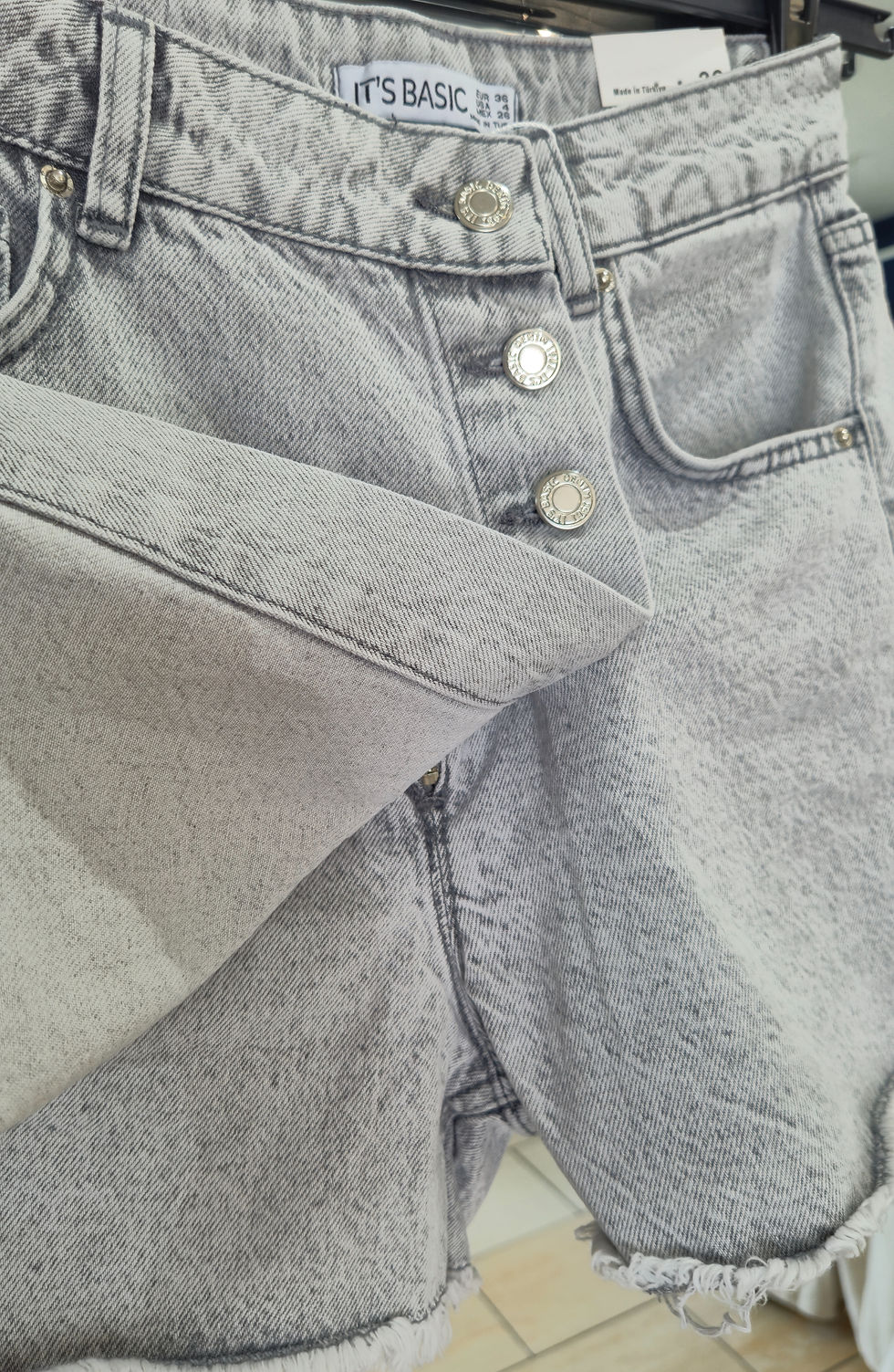 Miniaturbild: Damen,Denim Lässig Shorts mit Knopfleiste, für den täglichen Gebrauch