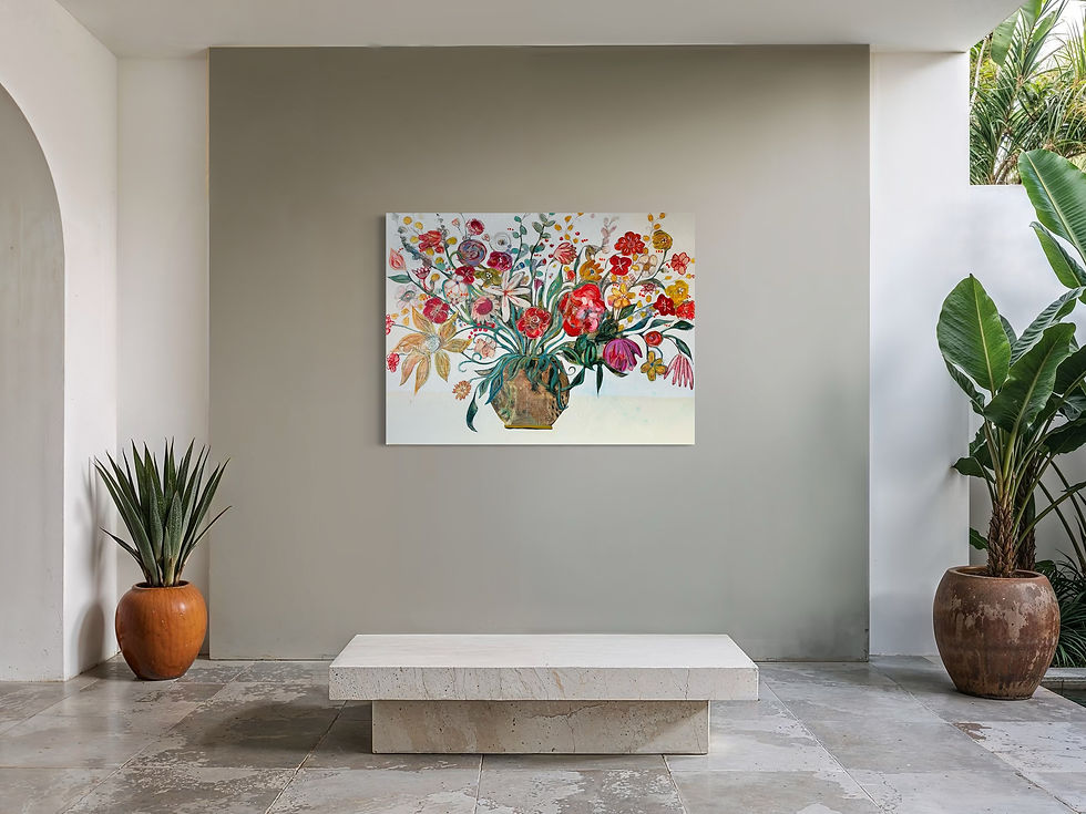 Thumbnail: Colorful whimsical acrylic floral painting