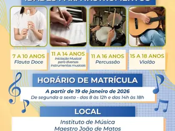 Matrículas da Sociedade Filarmônica Nossa Senhora da Conceição em 2026 !