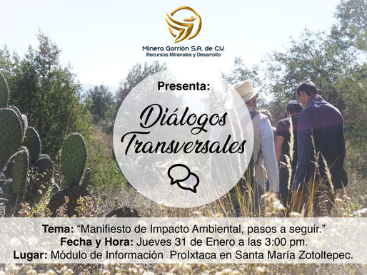 Minera Gorrión te invita a su platica de "Diálogos Transversales".