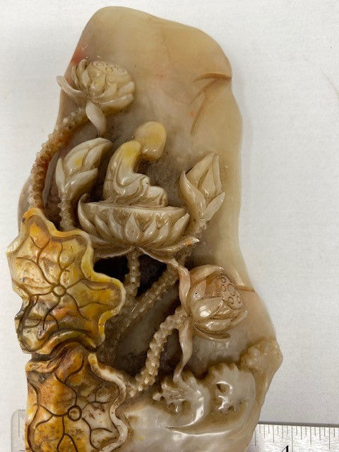 Thumbnail: Chinese Carved Soapstone Seal : Buddha on Lotus